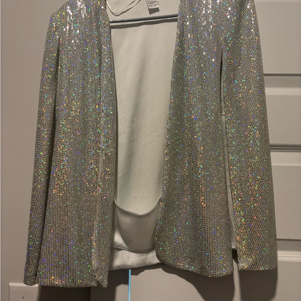 VENUS Sparkling Silver Sequin Blazer